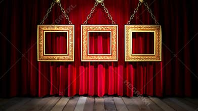 Loop light on red fabric curtain