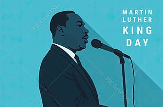 Martin Luther King Jr. Day typography greeting card design. MLK Day blue background