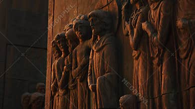 Image of a biblical story, depicting life of Jesus Christ and his disciples, presented in the form of a three