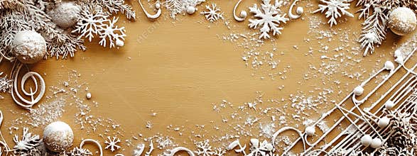 Rustic musical staff frame on light brown background