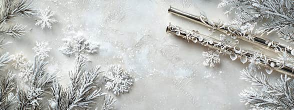 Bohochic winter flutes on light gray background