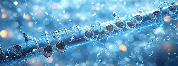 Abstract snowstorm frame decorated with neon glow flute elements
