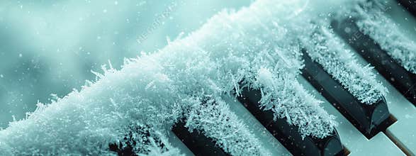 Scandinavian style piano keys on frosty mint background
