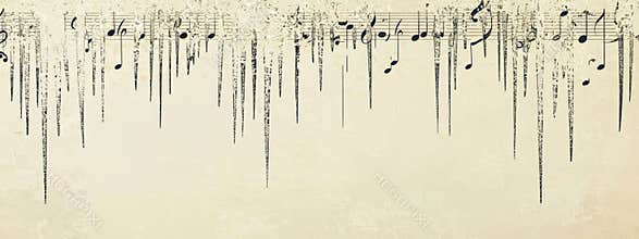 Musical notes frame with graphic icicles on beige background