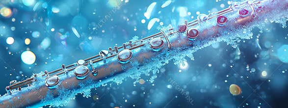 Abstract snowstorm frame decorated with neon glow flute elements