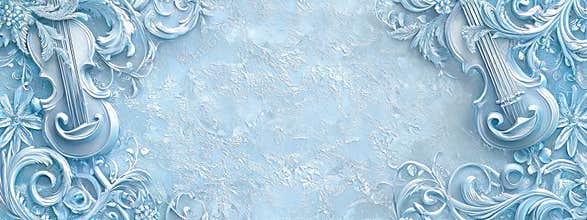 Elegant pale blue baroque frame with icy treble clefs