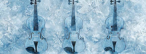 Icy violins and snow patterns in a minimalist frame