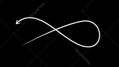 Black Infinity Loop Arrow on Vibrant Green Screen Background Symbolizing Continuous Flow, Limitless Motion