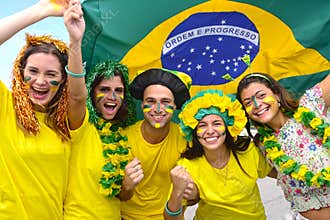 Brazilian soccer fans commemorating.