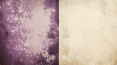 Purple and beige weathered wall background showing signs of age and distress creating a vintage or antique effect