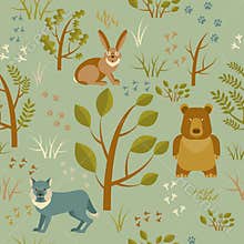 Spring forest seamless pattern