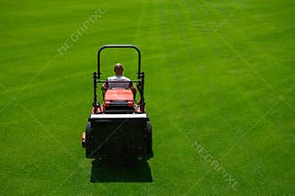 Mowing grass