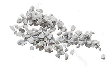 Rock gravel fly explosion fall, gray stone pebbles rock explode abstract cloud fly. Construction rock stone splash in air, object