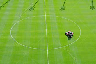 Mowing grass