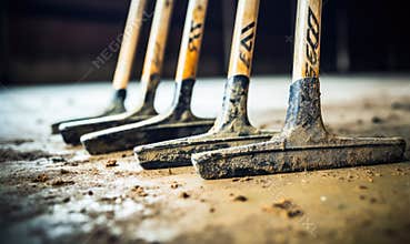 A Lineup of Dusty Baseball Bats Overlooking a Grassy Diamond