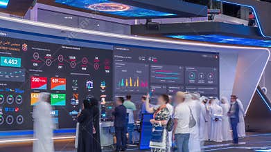 The International Defence Exhibition and Conference, IDEX timelapse hyperlapse. Abu Dhabi, UAE