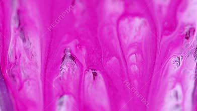 Shimmering paint drip ink flow pink white mix