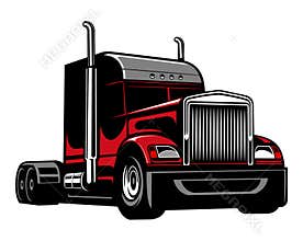 Classic american red truck vector illustration.