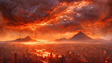 Hurricane of fire on the city