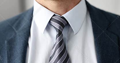 Male neck in blue suit with tie slow motion 4k movie