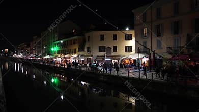 Night Scenes - Landscape on the Navigli of Milan