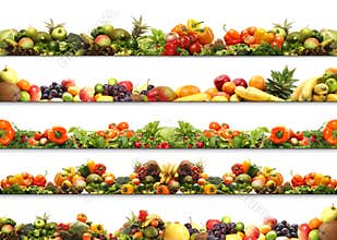 A collage of fresh and tasty fruits and vegetables