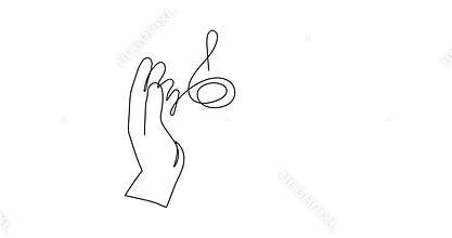 Hands hold musical treble clef and note one line art animation, hand drawn continuous contour motion.
