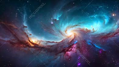 Colorful space galaxy cloud nebula. Stary night cosmos