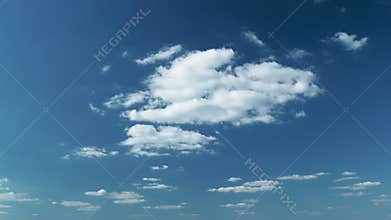 Blue Sky Background With Tiny Clouds. White Clouds In Blue Clean Bright Sky. Blue Sky And White Fluffy Clouds.