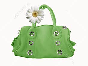 Green female bag with flower