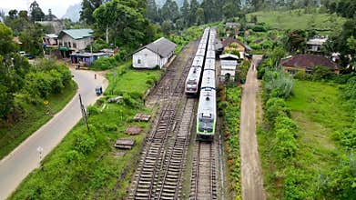 train runs through the beautiful scenic tea hills