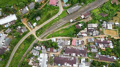 Beautiful scenery with small village amidst the beautiful tea hills
