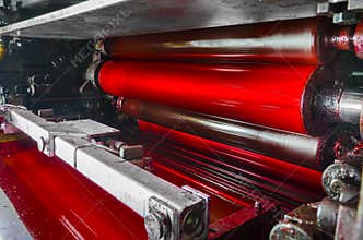 Print machine, red magenda ink color drum