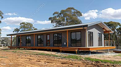 A modular home being p on a remote site demonstrating the versatility and ability to construct homes in rural or