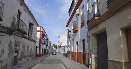Sanlucar de Barrameda street with house facades architecture