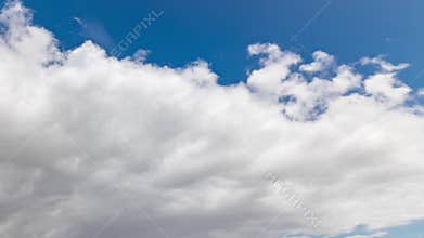 Blue sky with white cloud closeup motion panoramic timelapse.