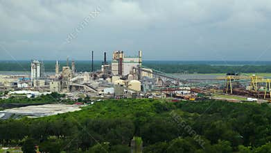 Cellulose and paper plant in Brunswick GA. Poisonous influence of manufacturing industry on environment