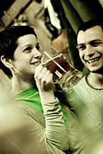 Enjoying beer