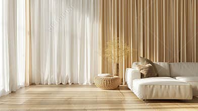 Blank mockup of elegant silk curtains with a shimmering gold geometric pattern ideal for a luxurious and sophisticated