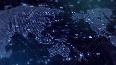 Global communication network, technology for internet business, concept of cryptocurrency and blockchain economy