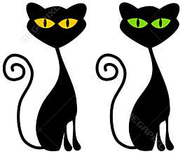 Isolated Black Cats Clip Art