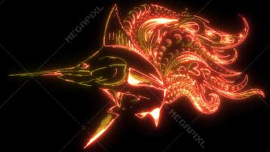 neon animation of atlantic swordfish marlin