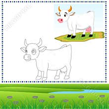 Children\'s Activity Sheet: Color and Draw a Happy Cow