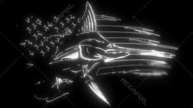 swordfish in white line on black background