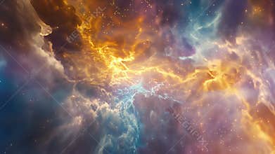 The stage is now bathed in a soft glowing light symbolizing the quantum entanglement of particles