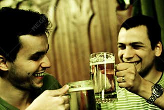 Two men toasting