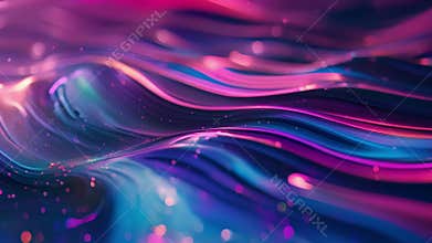 The background swirls with neon hues and pixelated blurs giving a sense of corrupted technology and malfunctioning