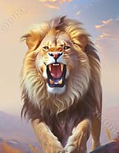 lion on a neutral white background cartoon
