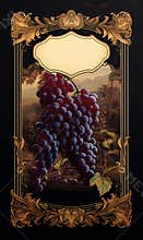 Grape wine label template. Retro cover design layout