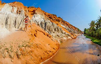 Girl standing on the banks of the fairy stream in Mui Ne vietnam 2